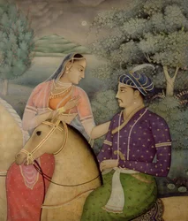 Un couple à cheval près d
